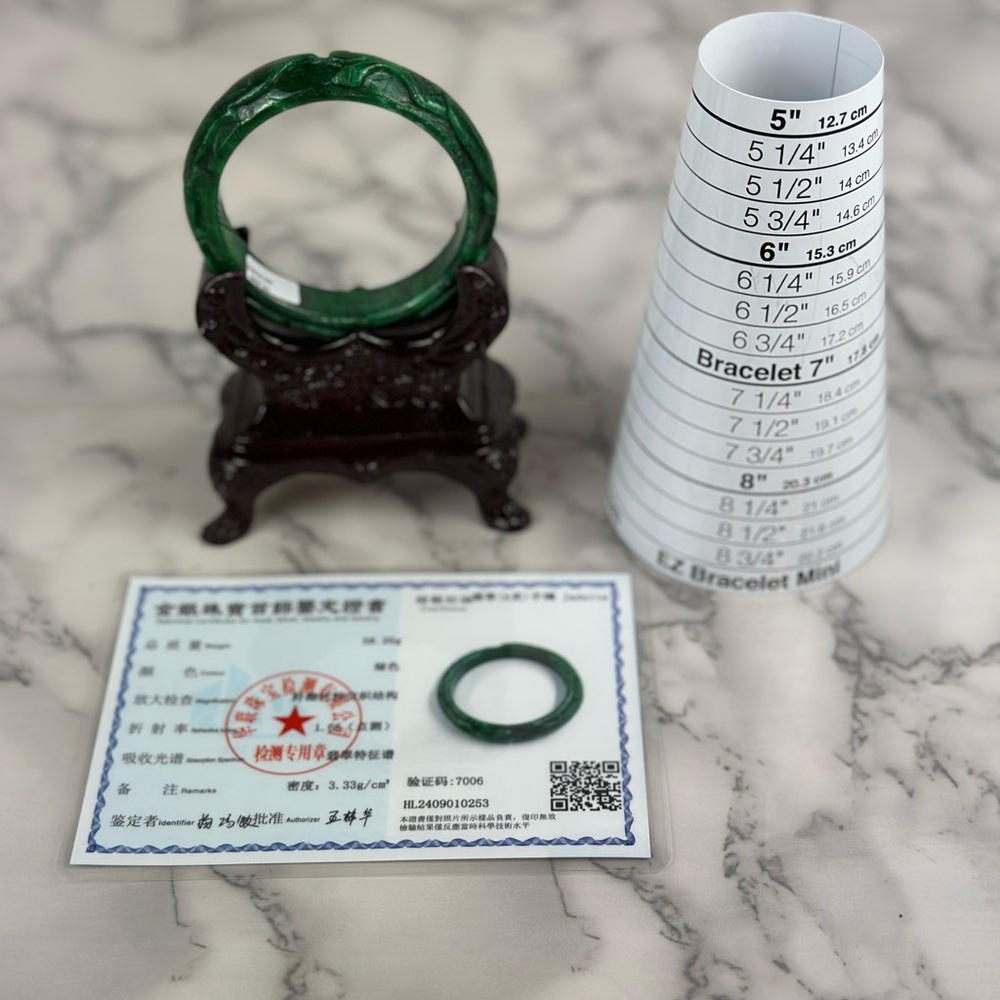 Certified Carved Jade Bangle Grade A